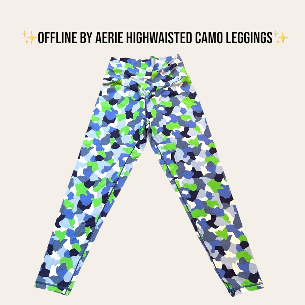 ✨OFFLINE by Aerie Highwaisted Neon Camo Leggings. Size Large✨ - Picture 1 of 7